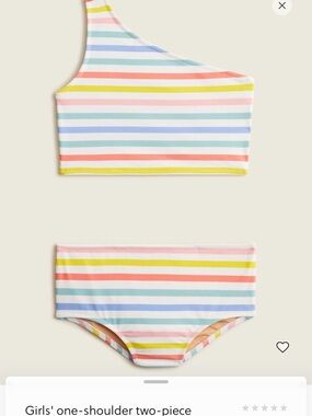 Crewcuts Pastel Rainbow Stripe Girls' One-Shoulder Two-Piece Swimsuit LN